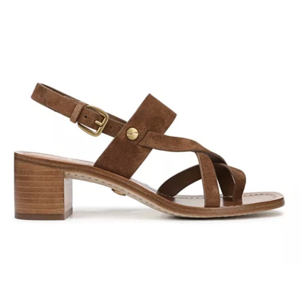 Veronica Beard Dacey Brown Suede Strappy Block Heel Slingback Sandals Women 39.5